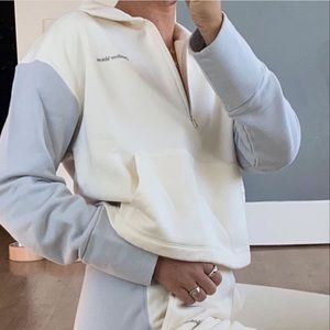 Outdoor Voices Pickup 1/4 Zip Sweatshirt in Dove Bone